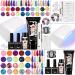Morovan Poly Gel Nail Kit with U V Lamp- Clear Poly Nail Gel Kit with 20 Nail Glitter  Poly Nail Gel Kits Nail Extension Gel Kit Poly Gel Kit with Everything Nail Art Tool Nail Art Supplies DIY Manicure