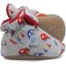 Dotty Fish Baby Booties | Fleece-Lined | Non-Slip Sole | Grey Trains & Cars | 0-6 Months - Buy Online on SooperMarket.com
