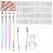 French Tip Nail Stamp Kit with French Nail Guide Stickers and Nail Art Brush Dual Head Silicone Nail Stamper French Nail Design Tools