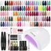 ROSALIND Gel Nail Polish Kit with U V Light 48W Nail Lamp 60 Colors Nude Gray Pink Gel Polish with Gel Base and Matte/Glossy Top Coat Starter Kit Soak off Christmas Set Nail Tools DIY Nail Decoration