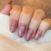 Novo ovo nails for sticking out medium -length oval almond dark pink golden glitter French tip press on nail chrome oval almond -shaped artificial fingernails to stick out artificial nails with glue glitter at midnight