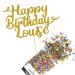Cakeshop Cake Decoration Pack | Happy Birthday Premium Double Sided Glitter Card Cake Topper Sign & 25g Party Pack of Cake Sugar Sprinkles | Custom Name Cake Decorations (Gold) Non-Prime Glitter Card: Gold