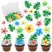 83pcs Edible Cake Decorations Include 48PcsEdible Tropical Turtle Leaves 35Pcs Edible Flowers Cupcake Toppers Wafer Paper Palm Leaf Flower for Hawaii Aloha Jungle Theme Wedding Birthday Baby Shower