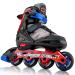 2PM SPORTS Adjustable Inline Skate for Children, Fun Kids Roller Blades, Beginner Skates for Girls and Boys red&black Large-Youth(4Y-7Y US)