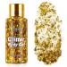 Gold Body Glitter Gel Holographic Mermaid Sequins Glitter for Body Face Eye Hair Lip Nail Concerts Party Festival Makeup DIY Art Long Lasting Waterproof