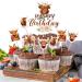 Tanlade 61 Pcs Highland Cow Cake Topper and Highland Cow Cupcake Topper Highland Cow Birthday Decorations Highland Cattle Cake Decorations for Farm Animal Zoo Boy Girl Birthday Party Decor