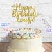 Cakeshop Cake Decoration Pack | Happy Birthday Premium Double Sided Glitter Card Cake Topper Sign & 25g Party Pack of Cake Sugar Sprinkles | Custom Name Cake Decorations (Gold) Non-Prime Glitter Card: Gold - Buy Online on SooperMarket.com