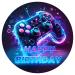 J & M Deco edible cake rapers - birthday - gamer motif - birthday cake decoration from fondant - around 20 cm - dining papier tortendeko - cake decoration