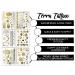 Terra Tattoos Tropical Hawaiian Metallic Temporary Tattoos - 75 Gold Silver Designs with Turtles, Dolphins, Stars, Sun, Moon, and more! - Buy Online on SooperMarket.com