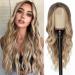 NAYOO Long Ombre Blonde Wavy Wig for Women 26 Inch Middle Part Curly Wavy Wig Natural Looking Synthetic Heat Resistant Fiber Wig for Daily Party Use (Ombre Blonde) 26 Inch (Ombre Blonde)