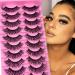 10 Pairs Fluffy Faux Mink Lashes Wispy Cat Eye False Eyelashes Wispy Dramatic Lashes 20mm Long Lashes Thick Volume Crossed Soft Curly Fake Lashes Lightweight Big Eye Lashes Pack(XZ01) Cat-Eye Fluffy-XZ01