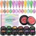 Saviland Platinum Glitter Gel Nail Polish Set - 12 Colors Glitter Gel Polish Soak Off Nail Art Gel for Beginners Home DIY Manicure Professionals Nail Salon 6ML