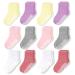 CozyWay Kids Non Slip Cotton Crew Socks Baby Socks Toddler Socks Anti Skid With Grips Striped for Children Toddler Boys & Girls 0-6 Months Girls Solid Colors 12 Pairs
