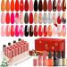 Lavender Violets 25 Pcs Gel Nail Polish Rose Gold Pearl Shell Cat Eye Mulit Effect kit Blooming Gel Base Coat Glossy n Matte Top Coat Dotting Drawing Nail Brush Manicure Soak Off UV LED Varnish C401 Fashion Party