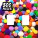 300Pcs Multi-Colored Pom Poms with Double Sided Tabs | Soft & Fluffy Puff Balls 10-20mm for Kids DIY Crafts - Buy Online on SooperMarket.com
