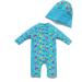 Baby Boys Sunsuit UPF 50+ Sun Protection One Piece Swimwear Set with Sun Hat - Lake Blue 9-12 Months - Buy Online on SooperMarket.com