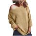 CreoQIJI Sweater Wool Women Long Sleeve Casual Solid Color Knitted Holiday Winter Loose Sweaters Pullover Eyelet Set Khaki M