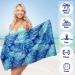 2 Pack Oversized Microfiber Beach Towel Set - Sand-Free, Quick Drying, Super Absorbent - Blue/Green Leaves Print - Ideal for Beach, Pool, Camping - Soft, Lightweight, and Breathable - Buy Online on SooperMarket.com