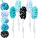 10 Pieces Loofah Back Scrubber and 60g Bath Sponge Shower Loofahs Loofah on a Stick Long Handle Back Brush Soft Mesh Poufs Exfoliating Shower Pouf Body Scrubber for Men Women