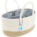 Casaphoria Large Baby Diaper Caddy Organizer - Nursery Storage Bin for Boys & Girls | Car Organizer - Cotton Rope Basket Portable Bag | Baby Shower Gift (White/Yellow 15.5 x10 x7) - Buy Online on SooperMarket.com