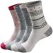 GKX Women's Cozy Merino Wool Hiking Cushion Crew Socks 4 Pairs Mixcolor4