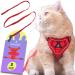 Tikxlafe cat dishes with a leash 150 cm cat lines with dishes polyester adjustable cat linen set breakout for kittens (red s) s red