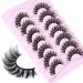JIMIRE False Eyelashes Wispy Fluffy Cat Eye 6D Volume Russian Strip D Curl Faux Mink Lashes with 2 in 1 Magic Eyelash Glue and Tweezers Look Like Lash Extension 7 Pairs Pack - Buy Online on SooperMarket.com