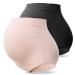 SUNNYBUY Women's Maternity High Waist Underwear Pregnancy Seamless Soft Hipster Panties Over Bump XL 1black 1skin-2pk