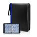 CLOVERCAT 9 Pocket Waterproof Trading Card Binder, Trading Album Display Holder, Expandable, 720 Double Sided Pocket Album, Compatible with Pokmon Cards, Yugioh, MTG and Other TCG 9 Pocket Dark Blue Edge, Black