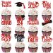 Red and Black Graduation Cupcake Toppers for 2024 Graduation Party Decorations