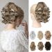 REECHO 9" Short Ponytail Extension Classic Loose Curly Wavy Claw Clip Pony tails Hair Extensions HP001 Hairpieces for Women - Ash Brown with Platinum Highlights