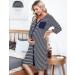 Marvmys Maternity Nightdress - 3/4 Sleeves Nursing Nightgown for Breastfeeding - V Neck Pajama Loungewear in Navy Blue - Buy Online on SooperMarket.com
