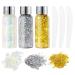 URAQT Body Glitter Gel 3Pcs Holographic Mermaid Sequins Glitter Chunky Cosmetic Glitter Face and Body Gel Sparkling Festival Party Lotion Glitter for Face Body Eye Hair Nail Makeup and DIY Art (A) White & Silver & Gold