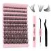 Higu clace DIY Lash Extension Kit 200pcs D curl Individual Lashes Clusters 8-18mm with Waterproof Lash Bond and Seal 10ml Lash Tweezers forClusters Eyelash Extension Kit at Home Use(40D-D-8-18MM) 3 Count (Pack of 1) Lash Kit A