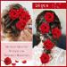 24 Pieces Red Rose Flower Hair Clips and Brooches for Women and Girls - Elegant Boho Floral Hair Accessories - Buy Online on SooperMarket.com