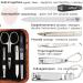 Buy Three Swords 8 pcs Manicure Set 'Roma' - High Quality Nail Care in Cognac Leather Case | Includes Scissors Clippers Tweezers & Glass Files - Buy Online on SooperMarket.com