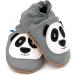 Dotty Fish Soft Leather Baby Shoes for Boys | Non Slip Toddler Shoes | Animal Designs | 0-6 Months - 4-5 Years | Grey and White Panda - Buy Online on SooperMarket.com