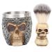 Chrees Men's Beard Shaving Set Stainless Steel Shaving Bowl Skeleton Head Beard Brush Set Soap Dish