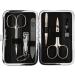 Three swords - germany 6 pcs.Manicureset 'Genova' |Nail care set in black synthetic leather case |Contents: nail scissors skin scissors nail clippers glass nail files tweezers sapphire nail file black / synthetic leather