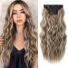 REECHO Hair Extensions 4PCS Clip in Hair Extensions Natural Soft Synthetic Hairpieces for Women Ash Brown with Platium Highlights 20 Inch-200 Gram (Pack of 4) Ash Brown with Platium Highlights