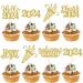 SYKYCTCY 36 Pack Happy New Year Cupcake Toppers Glitter Welcome 2024 Cupcake Topper Cheers to 2024 Cupcake Topper Hello 2024 Cupcake Food Picks Decorations for Happy New Year Eve Party Supplies Gold Color 4