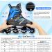 Adjustable Inline Skates with Light Up Wheels for Kids and Adults | Perfect for Indoor and Outdoor Skating | Blue | Big Kids/Youth/Adults - Buy Online on SooperMarket.com
