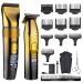 Hatteker Mens Professional Hair Clippers and T-Blade Trimmer Kit Cordless Beard Barber Clipper Hair Cutting Kit Haircut Grooming Kit IPX7 Waterproof (Gold)