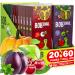 Healthy Snacks Variety Pack for Kids and Adults - Snack Box of 60 Fruit Roll Ups Individual Packs - Natural Fruit Leather of Apple Cherry Plum Pumpkin Mint - Vegan Low Carb Gluten Free Dried Fruit FRUIT MIX
