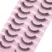 wiwoseo False Eyelashes Natural Lashes Wispy Clear Band Russian Strip Lashes 15MM Cat Eye Lashes Russian Strip Lashes for Small Eyes 10 Pairs Pack