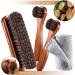 4 Pcs Horsehair Shoe Brush Kit with Polishing Daubers & Applicators - Leather Care Brushes Set for Shine Cleaning - Includes Cloth and Bag (Shoe Brush Set E) - Buy Online on SooperMarket.com