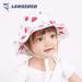 LANGZHEN Baby Girls Beach Sun Hat with Chin Strap | Adjustable Toddler Kids Wide Brim Play Hat | Flamingo-Pink+White -Strawberry | 2-4 Years - Buy Online on SooperMarket.com