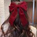 Kioiner 2 Pcs Large Bow Hair Clips Black Red Velvet Bows Barrettes French Bowknot Hair Clips Metal Hair Clips with Long Tail for Girls Women Ladies - Buy Online on SooperMarket.com