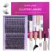 Individual Lashes with Bond and Seal Lash Remover Tweezers DIY Lash Extension Kit 204 Pcs Cluster Lashes 10-16mm Natural Light C/D Curl False Eyelashes for Beginner at Home (OP01+OP17) 204 clusters kit - OP01+OP17