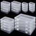 Qeirudu 24 Pcs Mixed Sizes Rectangle Mini Plastic Containers - 4 Mixed Small Craft Storage Boxes with Hinged Lids Clear Bead Organizer for Jewelry Findings  Office Supplies and Game Pieces 24 pcs ( 4 Mixed Size )